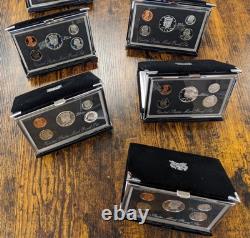 1992-1998 US Mint Issued Premier SILVER Proof Sets As Pictured. 7 Sets