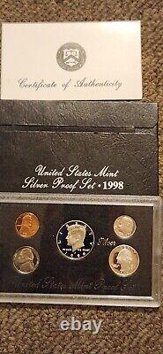 1992-1998 US Mint Silver Proof Sets 90% Silver OGP COA 7 Annual Sets