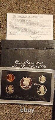 1992-1998 US Mint Silver Proof Sets 90% Silver OGP COA 7 Annual Sets