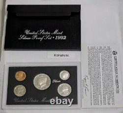 1992-1998 US Mint Silver Proof Sets 90% Silver OGP COA 7 Annual Sets 35 Coins