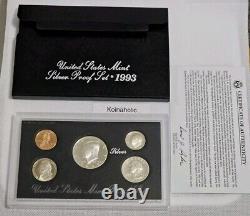1992-1998 US Mint Silver Proof Sets 90% Silver OGP COA 7 Annual Sets 35 Coins