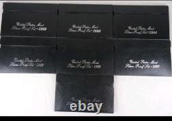 1992-1998 US Mint Silver Proof Sets 90% Silver OGP COA 7 PROOF Sets