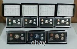 1992-1998 United States Mint Premier Silver Proof Sets boxes with COA's lot of 7