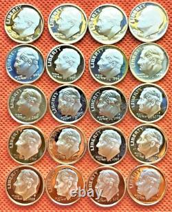 1992-2011, Set Of 20 Coins Silver Proof Dimes