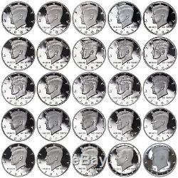 1992-2016 S Kennedy Half Dollar 90% Silver Gem Deep Cameo Proof Run 25 Coin Set