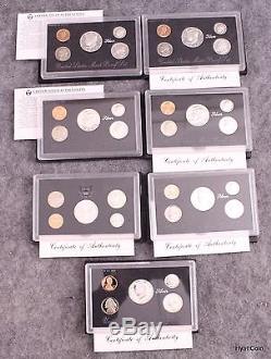 1992-2016-S Silver Proof Sets with U. S. Mint Box & COA Lot of 25 Sets