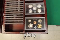 1992-2016-S U. S. Mint Silver Proof Sets Lot of 25 Sets 2 Wooden boxes withlocks