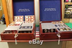 1992-2016-S U. S. Mint Silver Proof Sets Lot of 25 Sets 2 Wooden boxes withlocks