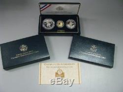 1992 Columbus $5 Gold $1 Silver & 50c Half Dollar Proof 3 Coin Commemorative Set