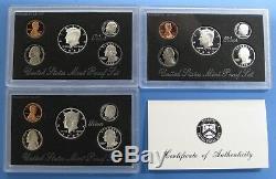 1992-S thru 1998-S Complete Silver Proof Set Collection with Boxes & COA's