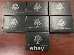 1992 thru 1998 Government Issued Premier Silver Proof Set Complete Run of 7