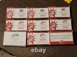 1992 to 2014 United States Mint Silver Proof Sets 21 San Francisco Sets