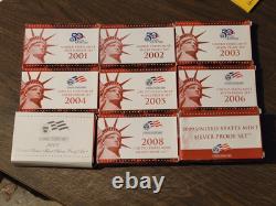 1992 to 2014 United States Mint Silver Proof Sets 21 San Francisco Sets