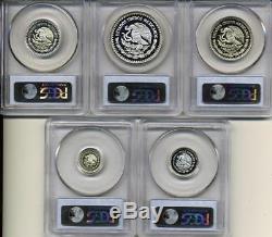 1993 MO 1.9 Onza Oz Silver Mexican Libertad Proof Set PCGS PR 69 DCAM 5 Coins