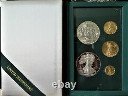 1993 PHILADELPHIA GOLD and SILVER AMERICAN EAGLE 5 COIN PROOF SET ORIGINAL BOX