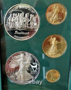 1993 PHILADELPHIA GOLD and SILVER AMERICAN EAGLE 5 COIN PROOF SET ORIGINAL BOX