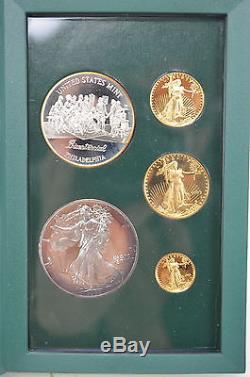 1993-P Proof Gold & Silver American Eagle 5 Coin Set Box & Certificate