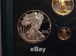 1993-P Proof Gold & Silver American Eagle 5 coin Philadelphia Set Box & COA
