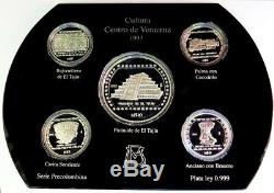 1993 Silver Mexico Cultura Veracruz 5 Coin Precolombina 5 & 10 Pesos Proof Set