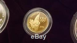 1995-1996 Atlanta Olympic Proof Gold & Silver Dollar 16 Commemorative Coin Set