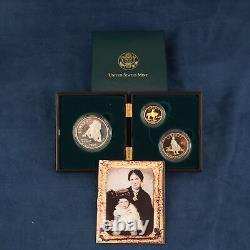 1995 US Mint Civil War 3 Coin Set Gold $5, Silver $1 with Box & COA Free Ship US