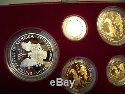 1995 W 10th ANNIVERSARY GOLD & SILVER 5 COIN PROOF SET 100% PERFECT