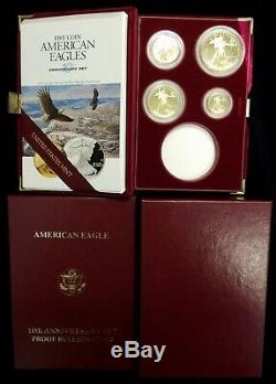 1995-W 10th Anniversary 4 Coin Proof Gold American Eagle Set withOGP No Silver $1