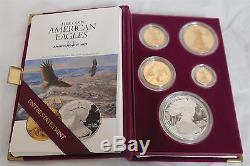 1995 W 10th Anniversary 5 Coin Gold & Silver Eagle Boxed Proof Set with COA