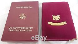 1995 W 10th Anniversary 5 Coin Gold & Silver Eagle Boxed Proof Set with COA