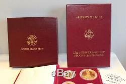 1995 W 10th Anniversary American Eagle Proof Set Gold & Silver Org Box & COA