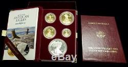 1995-W 10th Year Anniversary Proof American Gold & Silver Eagle 5 Coin Set withOGP