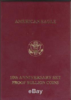 1995-W 10th (tenth) Anniversary Proof American Eagle Gold & Silver Eagle Set