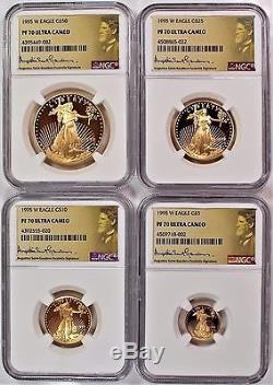 1995 W $1 Proof Silver Eagle and Gold Eagle 10th Anniv 5 Coin Set NGC PR70 DCAM