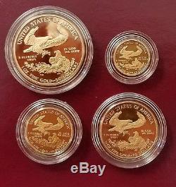 1995-W 5 COIN PROOF AMERICAN EAGLES 10TH ANNIVERSARY SET With BOX & COA