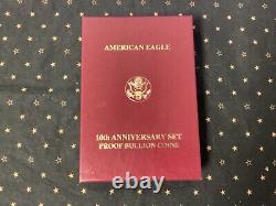 1995-W 5-Coin Proof American Eagle Set (10th Anniv. Box & COA) RARE