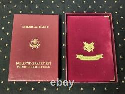 1995-W 5-Coin Proof American Eagle Set (10th Anniv. Box & COA) RARE