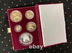 1995-W 5-Coin Proof American Eagle Set (10th Anniv. Box & COA) RARE