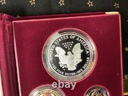 1995-W 5-Coin Proof American Eagle Set (10th Anniv. Box & COA) RARE