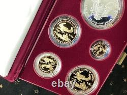 1995-W 5-Coin Proof American Eagle Set (10th Anniv. Box & COA) RARE