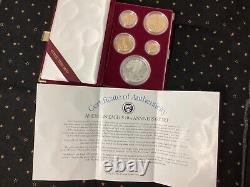 1995-W 5-Coin Proof American Eagle Set (10th Anniv. Box & COA) RARE