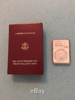 1995-W- American Eagle 10Th Anniversary Gold silver 5 Coins Proof Set
