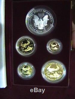 1995-W- American Eagle 10Th Anniversary Gold silver 5 Coins Proof Set
