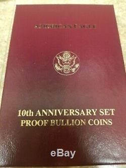 1995-W American Eagle 10th Anniversary Gold & Silver Bullion Proof Set OGP & COA