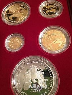1995 W Five Coin American Eagle 10th Anniversary Set Proof Gold & Silver Coins