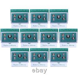1996 S Proof Set 10 Pack Nice Original Boxes & COAs US Mint 50 Coin Lot