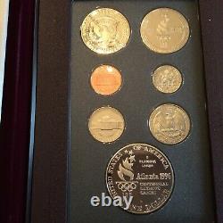 1996-S US Mint Prestige Proof Set Atl Centennial Olympic Dollar. 7 coins