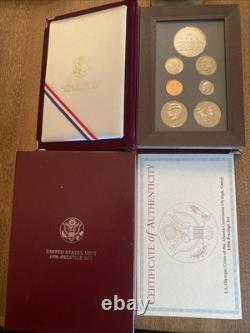 1996-S US Mint Prestige Proof Set Olympic Commemorative Silver Dollar Box & COA