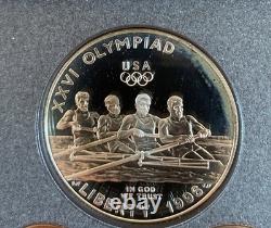 1996-S US Mint Prestige Proof Set Olympic Commemorative Silver Dollar Box & COA