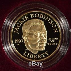 1997 Jackie Robinson Commemorative 4 Coin Set (2) $5 Gold (2) $1 Silver BU Proof