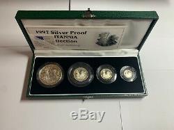 1997 Silver Proof Britannia Collection 4 coin set, cased + COA